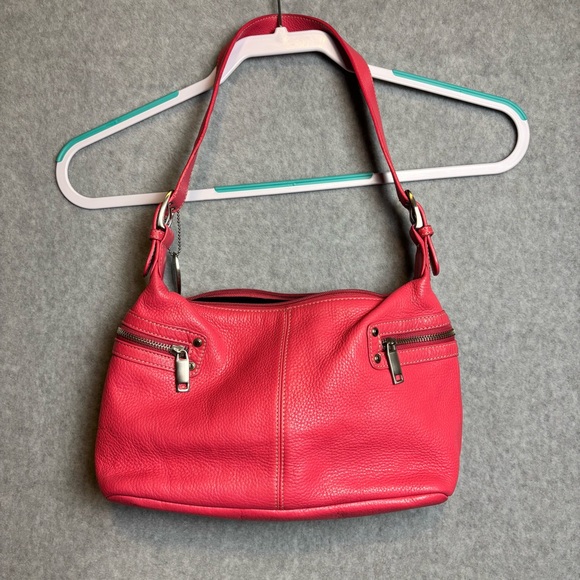 Tignanello Pink Purse Soft 100% Leather Hobo Bag Shoulder Bag Handbag Zipper - Picture 2 of 8